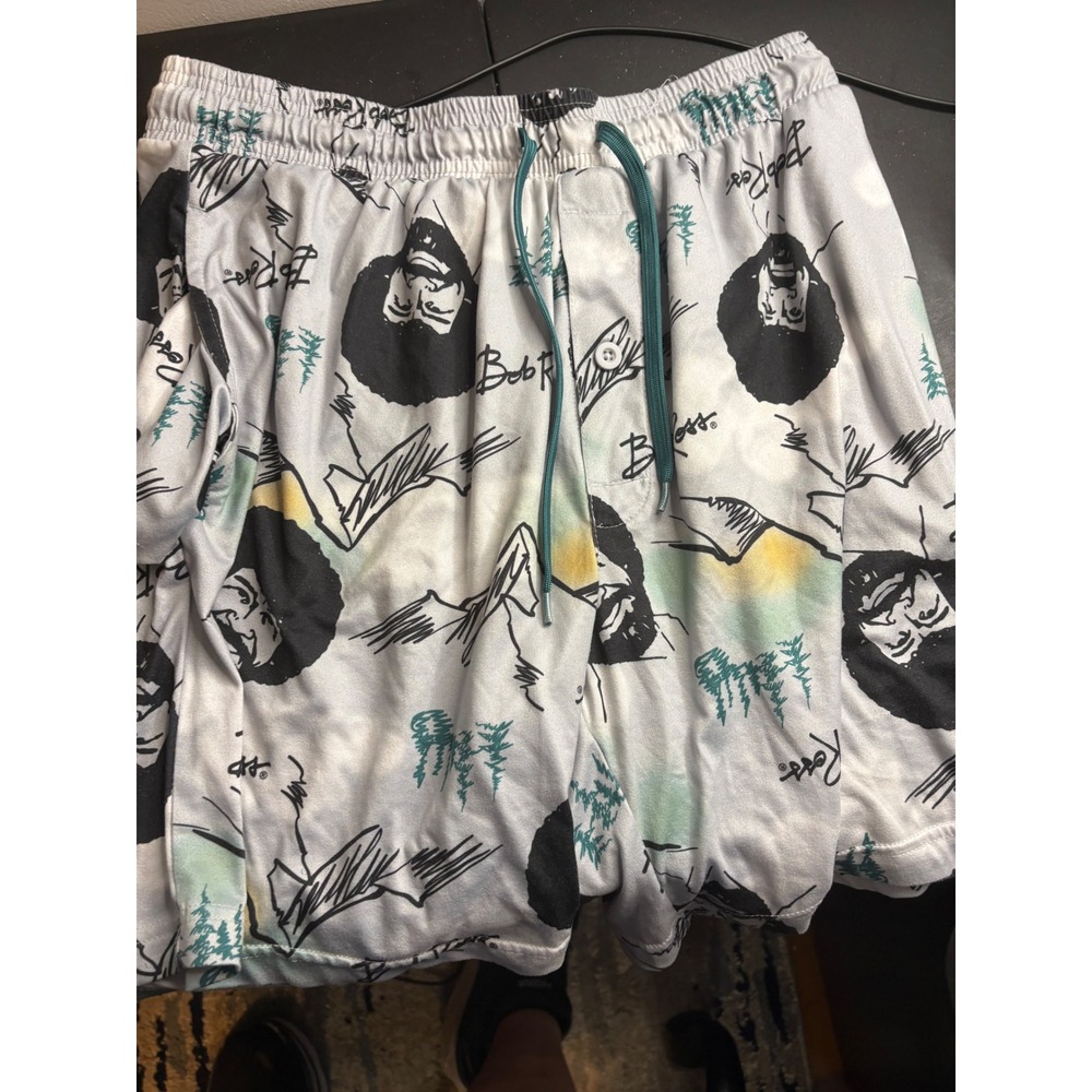 Bob Ross Mens Lounge Shorts Large Gray Happy Little Trees Sleep Pajama Bottoms